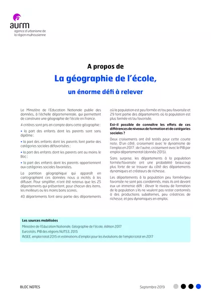 A propos de la géographie de l'école : un énorme défi à relever