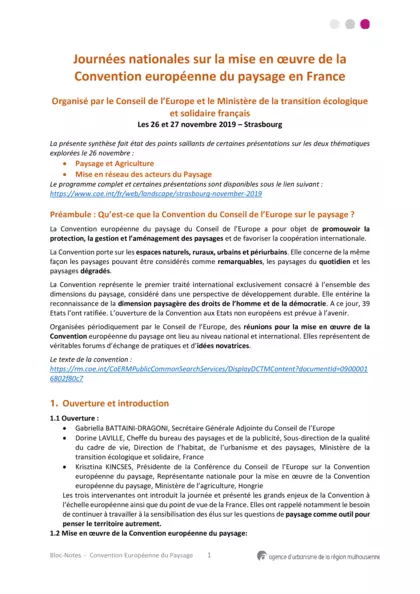 Journées nationales sur la mise en oeuvre de la convention européenne du paysage en France