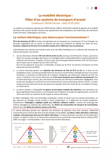 La mobilité électrique : Pilier d’un système de transport d‘avenir Conférence TRION‐Climate – Bâle 29 09 2020