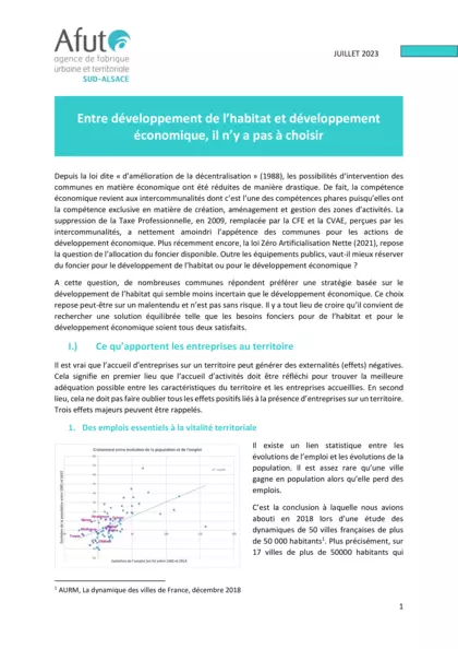 Entre développement de l'habitat et développement économique, il n'y a pas à choisir